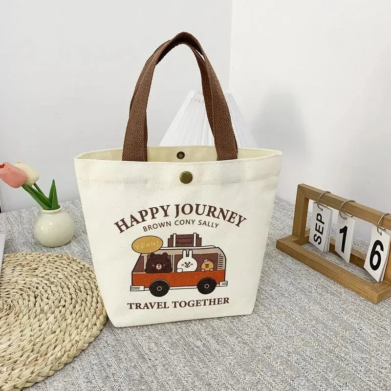 SHIREEN Cute Bear Canvas Mini Tote Bag