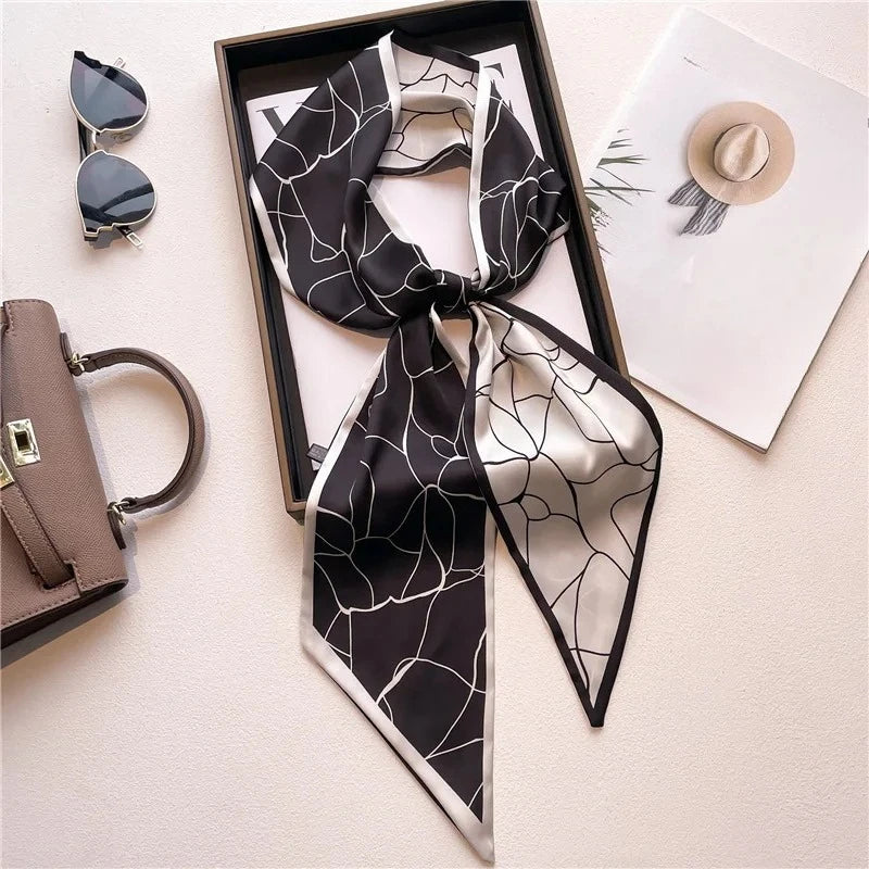 SHIREEN Horse Print Silk-Style Scarf - Elegant Neck & Hair Accessory
