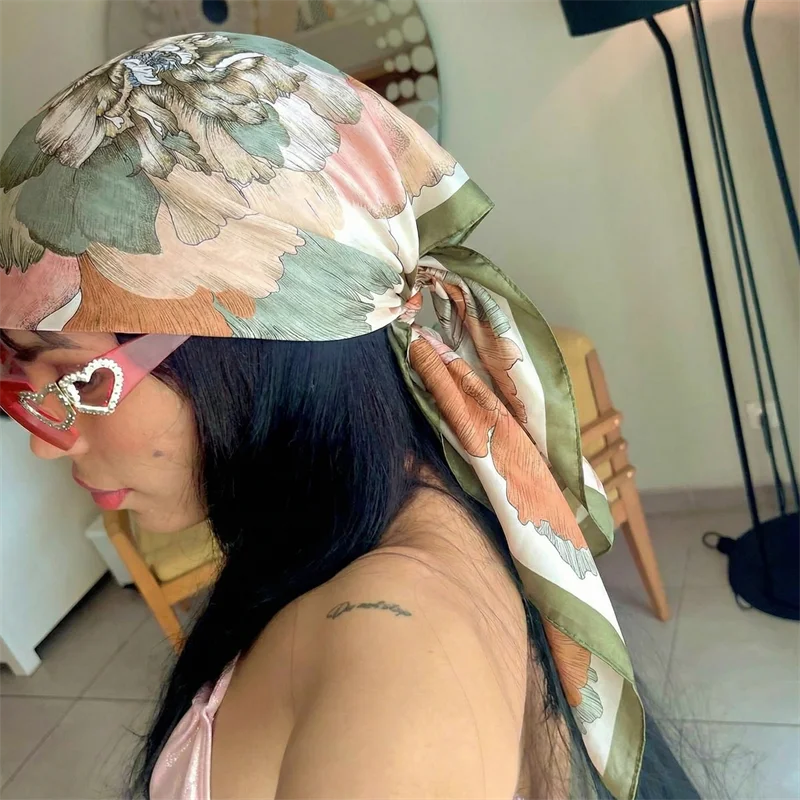 SHIREEN Square Satin Print Scarf - 90cm