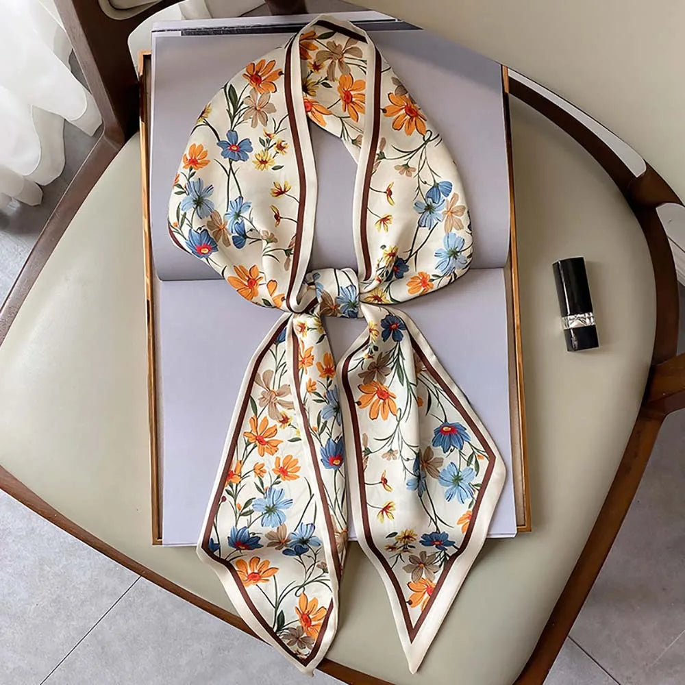 SHIREEN Horse Print Silk-Style Scarf - Elegant Neck & Hair Accessory