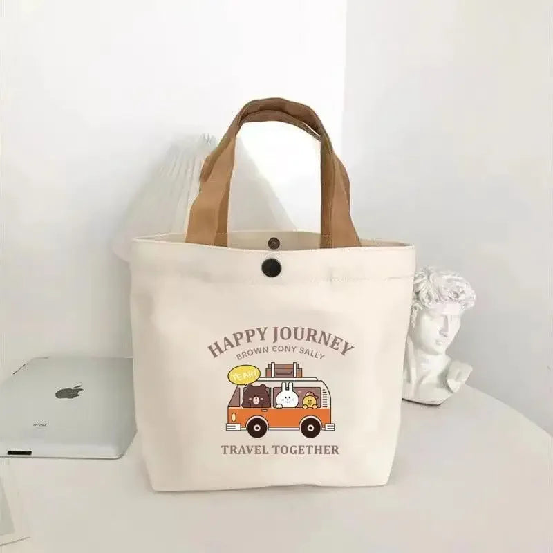 SHIREEN Cute Bear Canvas Mini Tote Bag