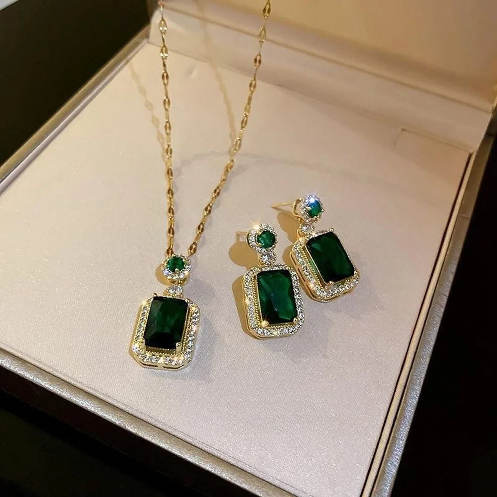 SHIREEN 4-Piece Rhinestone Jewelry Set - Necklace, Earrings & Ring