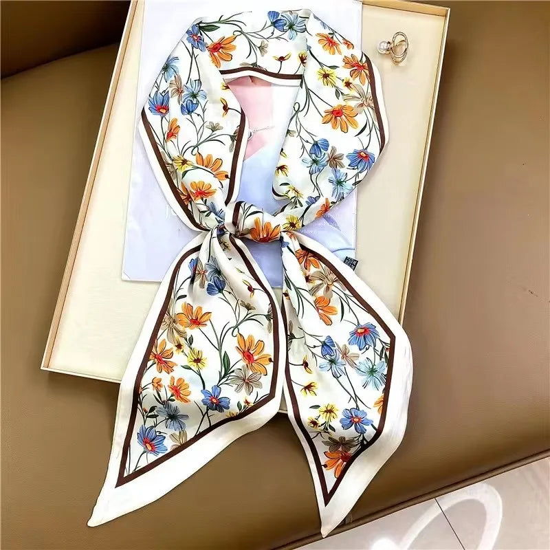 SHIREEN Horse Print Silk-Style Scarf - Elegant Neck & Hair Accessory
