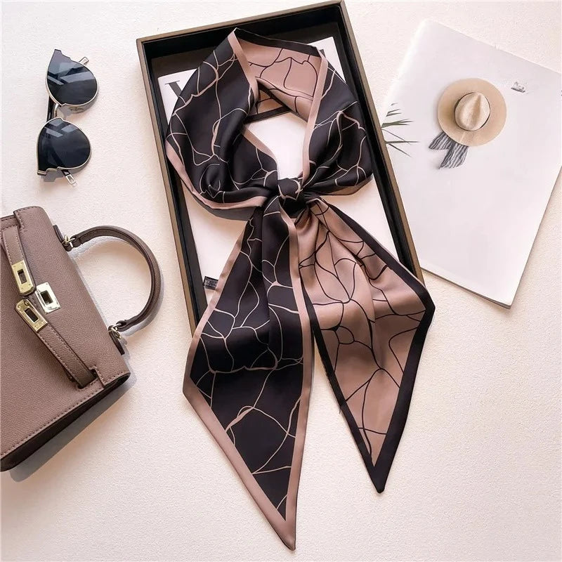 SHIREEN Horse Print Silk-Style Scarf - Elegant Neck & Hair Accessory