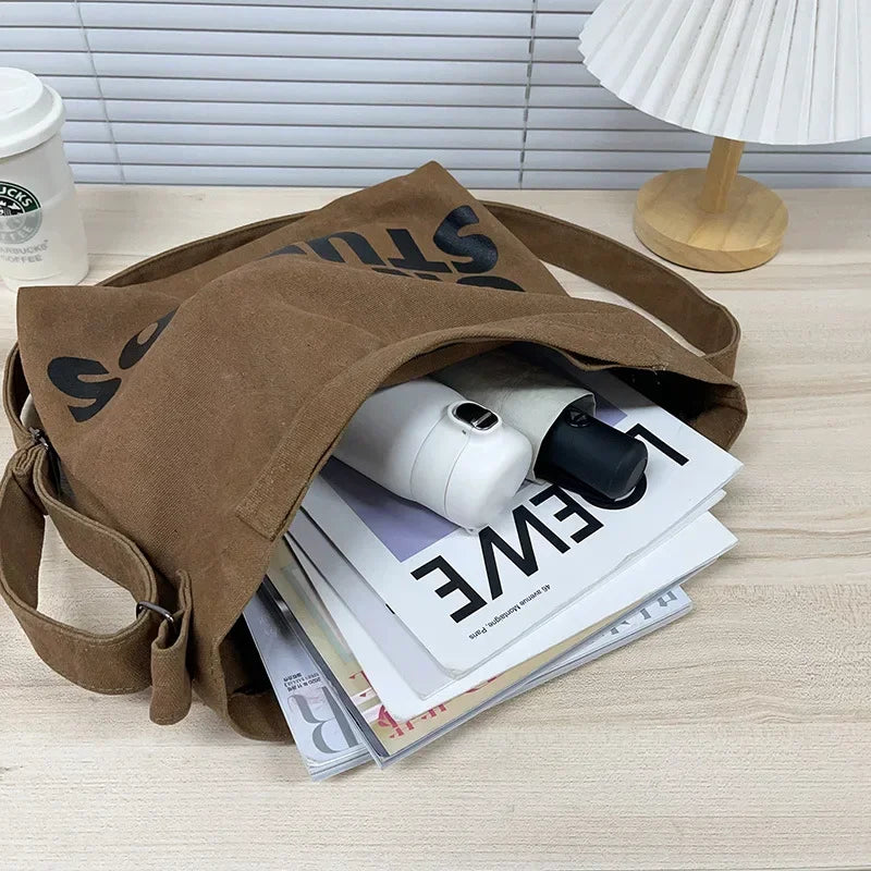 SHIREEN Washed Canvas Shoulder Bag - Large Everyday Tote