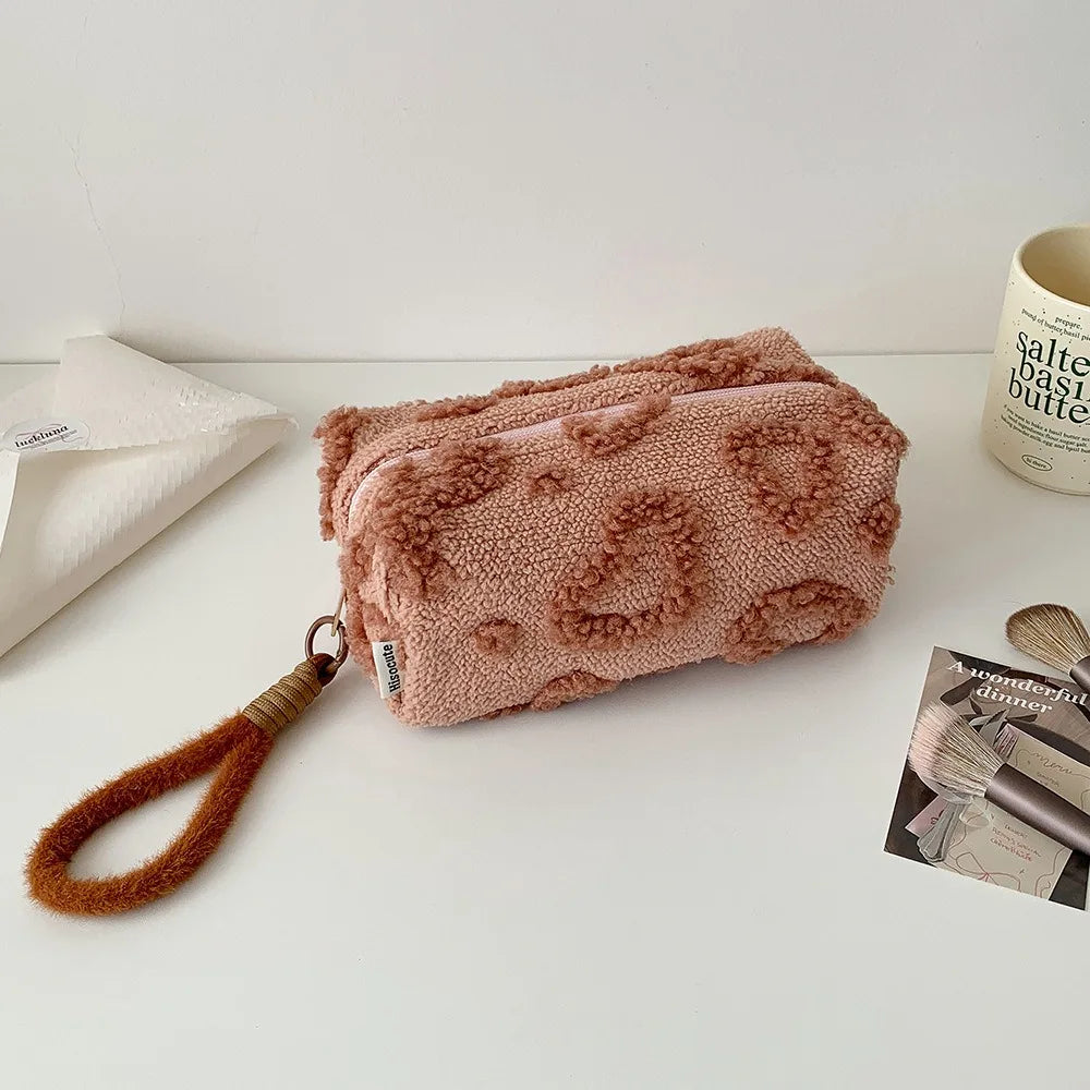 SHIREEN Plush Travel Cosmetic Bag – Large Capacity Makeup & Toiletry Organizer