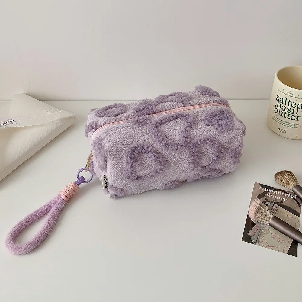 SHIREEN Plush Travel Cosmetic Bag – Large Capacity Makeup & Toiletry Organizer