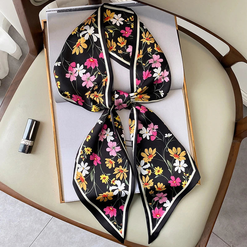 SHIREEN Horse Print Silk-Style Scarf - Elegant Neck & Hair Accessory