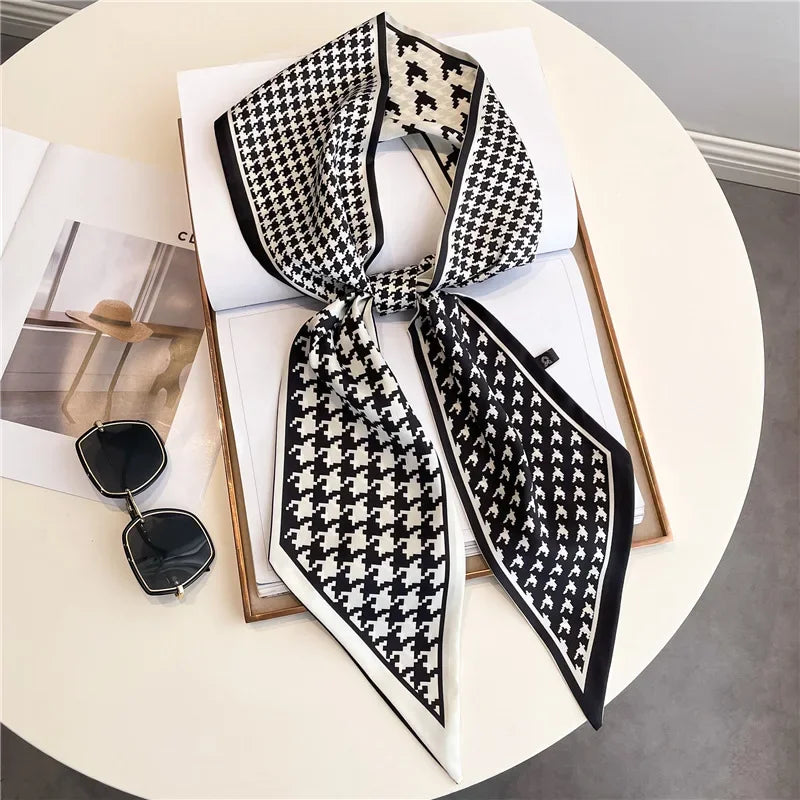 SHIREEN Horse Print Silk-Style Scarf - Elegant Neck & Hair Accessory