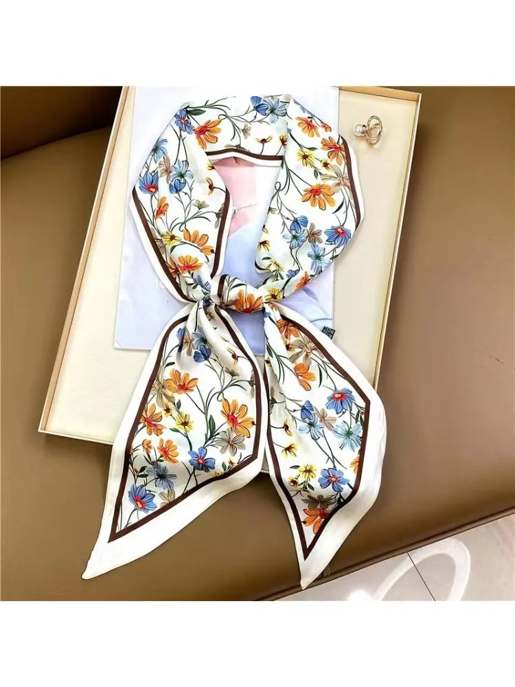 SHIREEN Horse Print Silk-Style Scarf - Elegant Neck & Hair Accessory