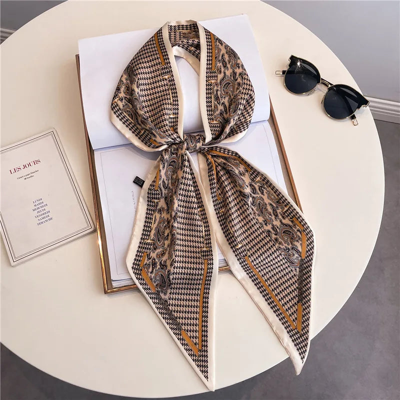 SHIREEN Horse Print Silk-Style Scarf - Elegant Neck & Hair Accessory