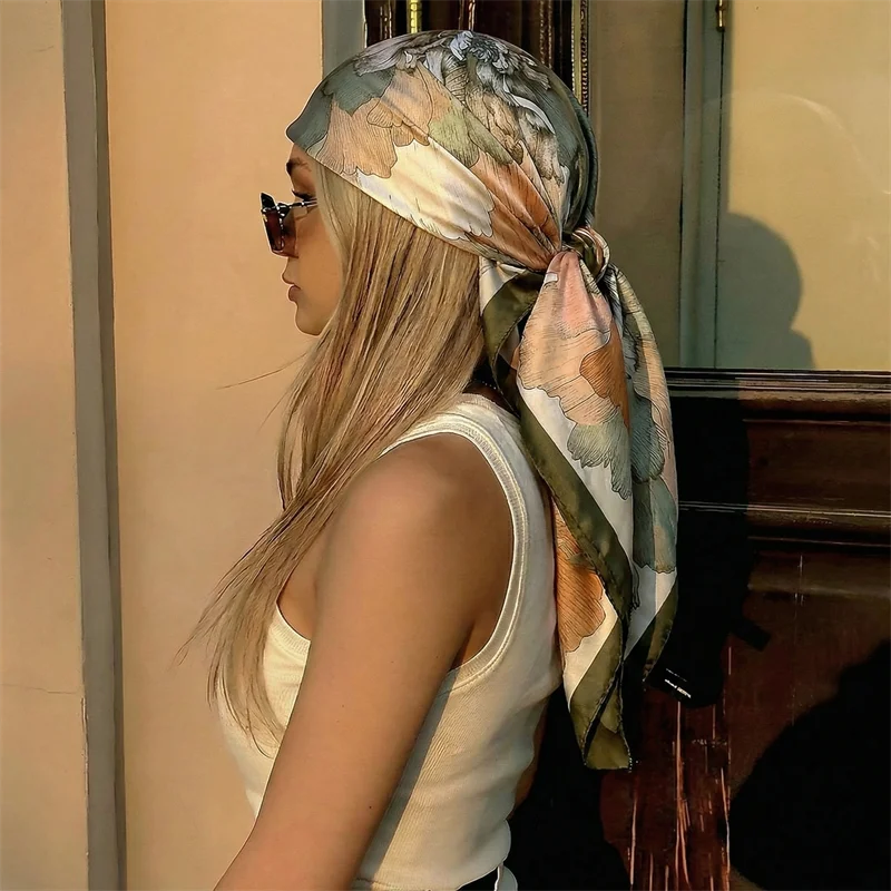 SHIREEN Square Satin Print Scarf - 90cm