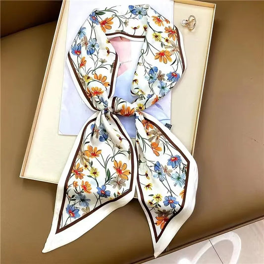 SHIREEN Horse Print Silk-Style Scarf - Elegant Neck & Hair Accessory